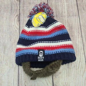 Beard Head Knit Winter Beanie Hat Children's One Size Fits Most Blue Red White
